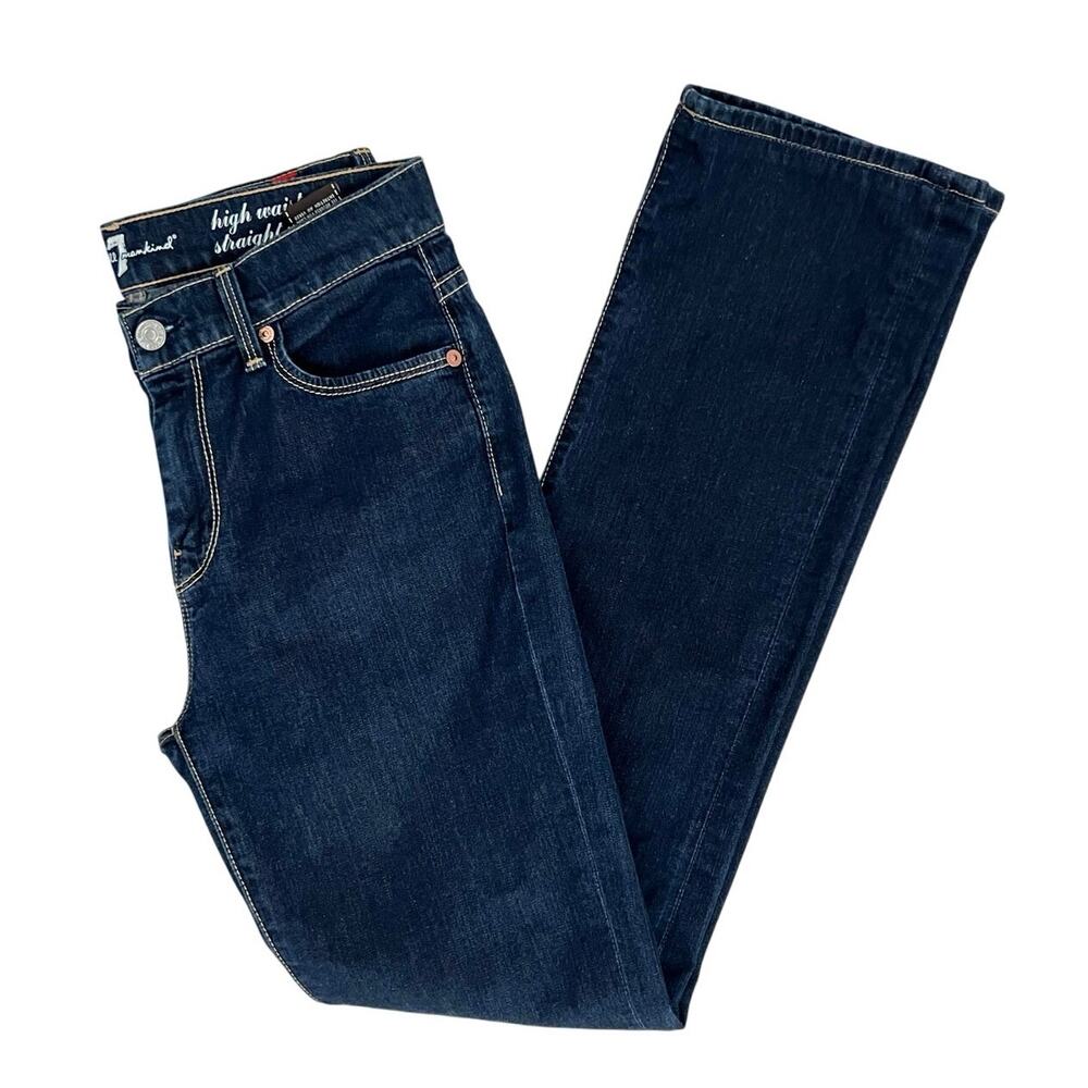 7 for all Mankind Jeans High Waist Straight Leg Women’s Size 26 Dark Wash